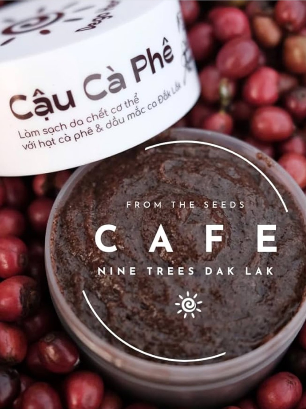 Coffee Body Scrub with Dak Lak Ripe Coffee, Macadamia Oil Coffee Scrub New